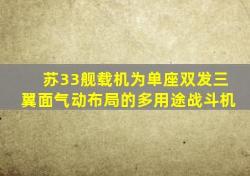 苏33舰载机为单座双发三翼面气动布局的多用途战斗机