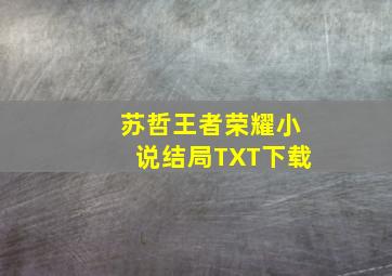 苏哲王者荣耀小说结局TXT下载