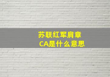 苏联红军肩章CA是什么意思