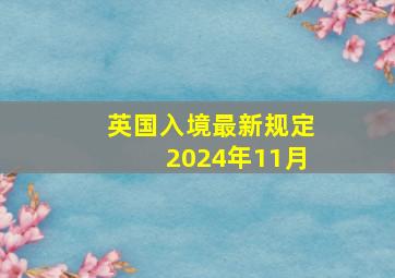 英国入境最新规定2024年11月