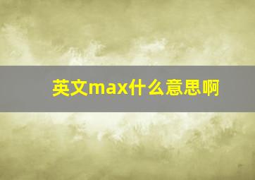 英文max什么意思啊