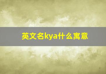 英文名kya什么寓意