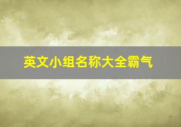 英文小组名称大全霸气