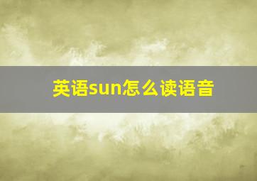 英语sun怎么读语音