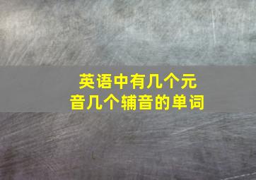 英语中有几个元音几个辅音的单词