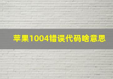 苹果1004错误代码啥意思