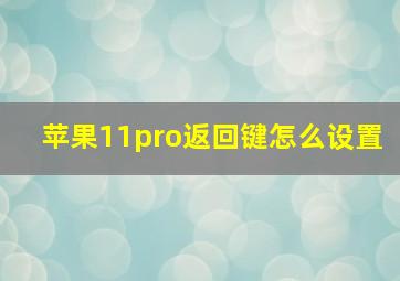 苹果11pro返回键怎么设置