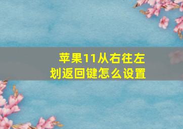 苹果11从右往左划返回键怎么设置