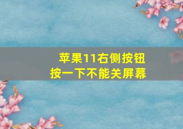 苹果11右侧按钮按一下不能关屏幕