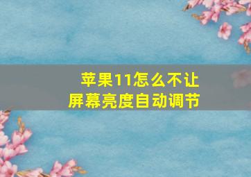 苹果11怎么不让屏幕亮度自动调节