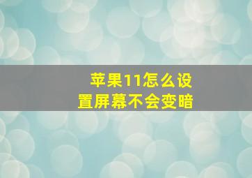 苹果11怎么设置屏幕不会变暗