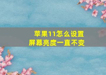 苹果11怎么设置屏幕亮度一直不变