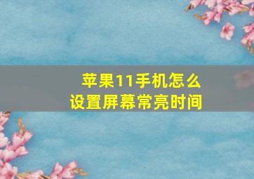 苹果11手机怎么设置屏幕常亮时间