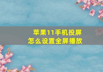 苹果11手机投屏怎么设置全屏播放