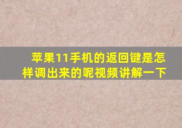 苹果11手机的返回键是怎样调出来的呢视频讲解一下