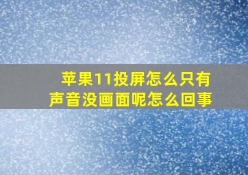 苹果11投屏怎么只有声音没画面呢怎么回事