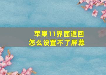 苹果11界面返回怎么设置不了屏幕