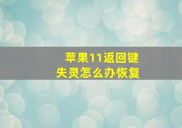 苹果11返回键失灵怎么办恢复