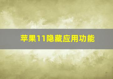 苹果11隐藏应用功能