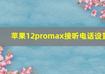 苹果12promax接听电话设置