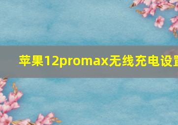 苹果12promax无线充电设置