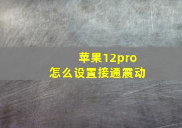 苹果12pro怎么设置接通震动