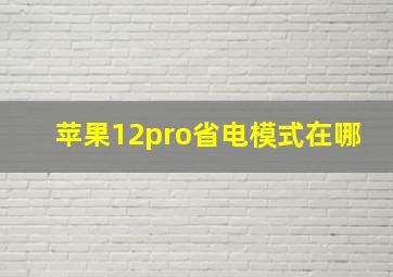 苹果12pro省电模式在哪