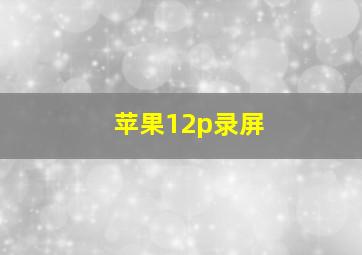 苹果12p录屏