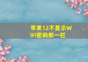 苹果12不显示WiFi密码那一栏