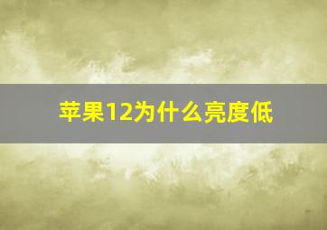 苹果12为什么亮度低