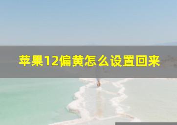 苹果12偏黄怎么设置回来