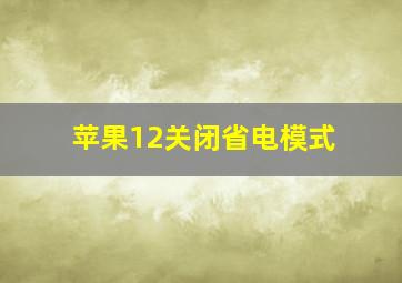 苹果12关闭省电模式