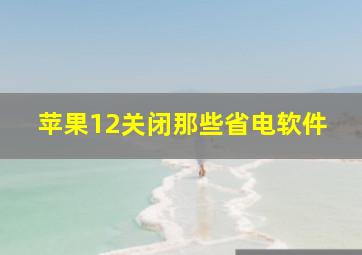 苹果12关闭那些省电软件