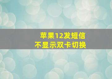 苹果12发短信不显示双卡切换