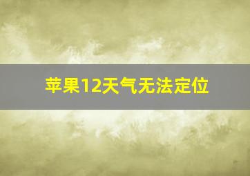 苹果12天气无法定位