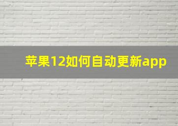 苹果12如何自动更新app