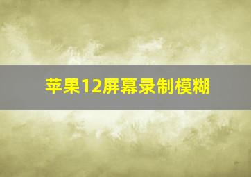 苹果12屏幕录制模糊