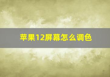 苹果12屏幕怎么调色