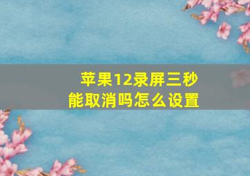 苹果12录屏三秒能取消吗怎么设置