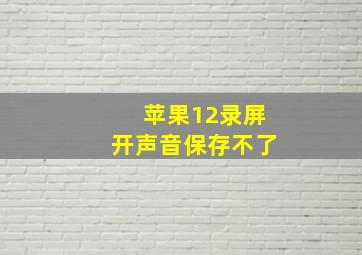 苹果12录屏开声音保存不了