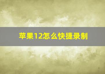 苹果12怎么快捷录制