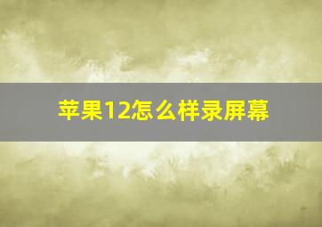 苹果12怎么样录屏幕