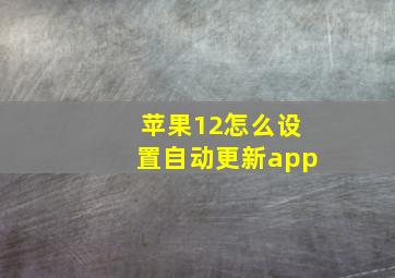 苹果12怎么设置自动更新app