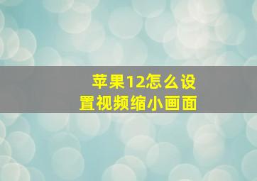 苹果12怎么设置视频缩小画面