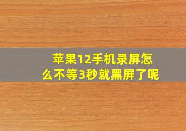 苹果12手机录屏怎么不等3秒就黑屏了呢