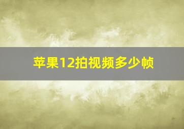 苹果12拍视频多少帧