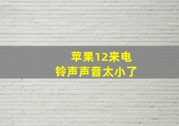 苹果12来电铃声声音太小了