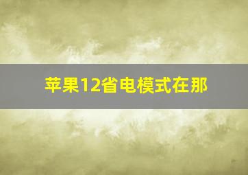 苹果12省电模式在那