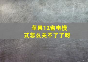 苹果12省电模式怎么关不了了呀