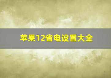 苹果12省电设置大全